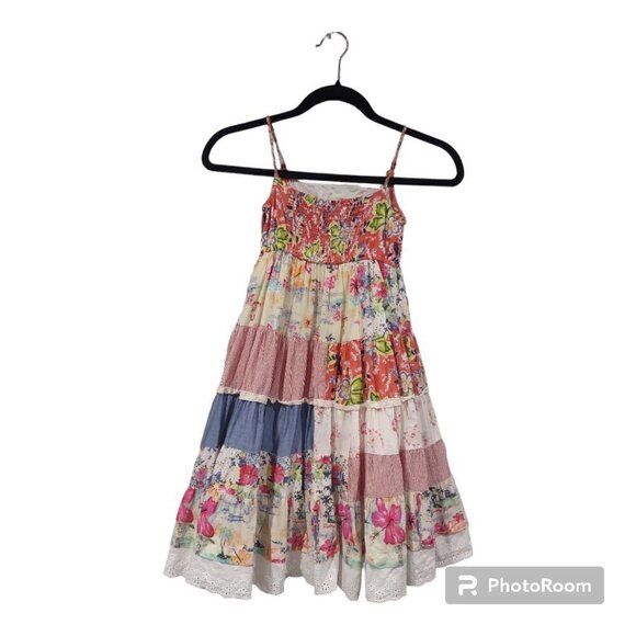 Girls Boho Chic Patchwork Dress Size 7/8 - Picture 2 of 5